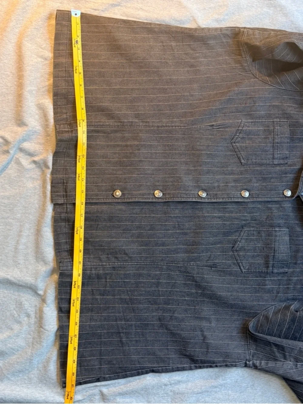 Liz & Me 2pc Skirt Set 20W Gray Denim Pinstripe Button Front Jacket Midi Skirt